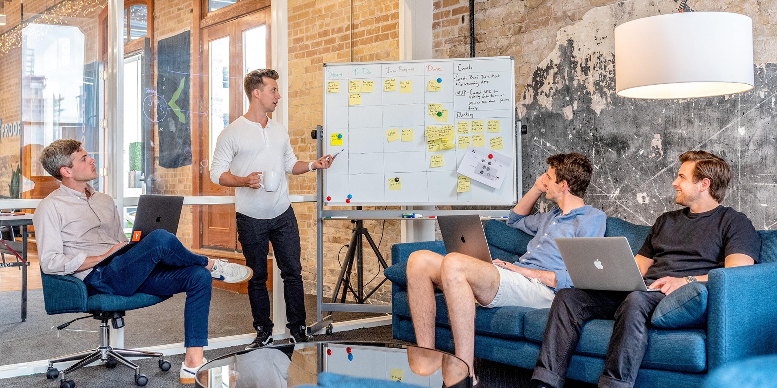 Group of guys having a meeting in the office